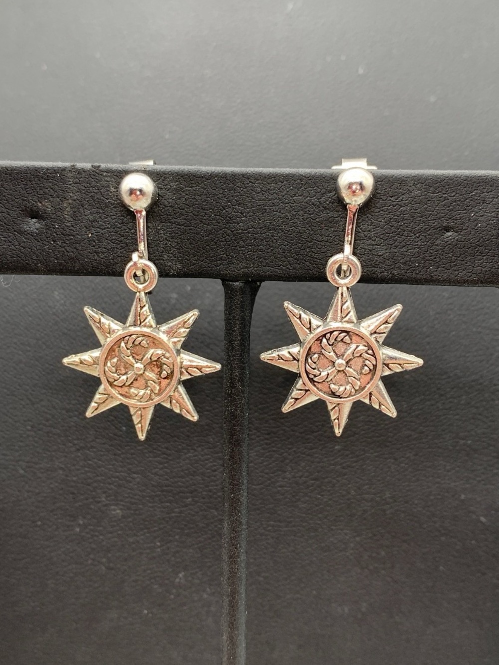 Dainty Silver-Tone Starburst Drop clip on Earrings - Women's Jewelry